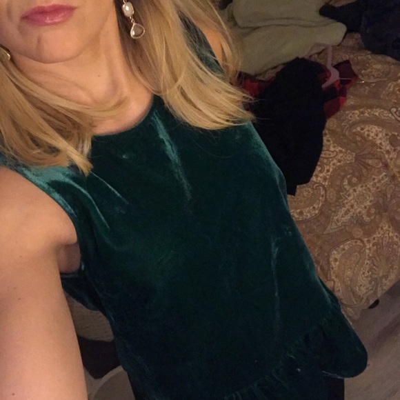 J.Crew Green Velvet peplum top - Picture 4 of 4